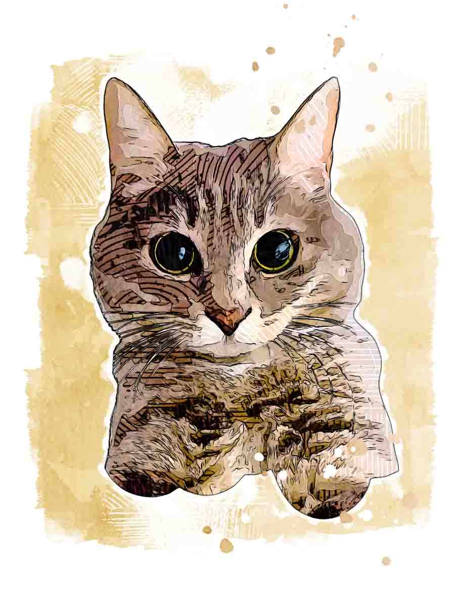 Drawear - Digital Pets - Port: Hand - Drawn Watercolor Comic Style Pet Portraits