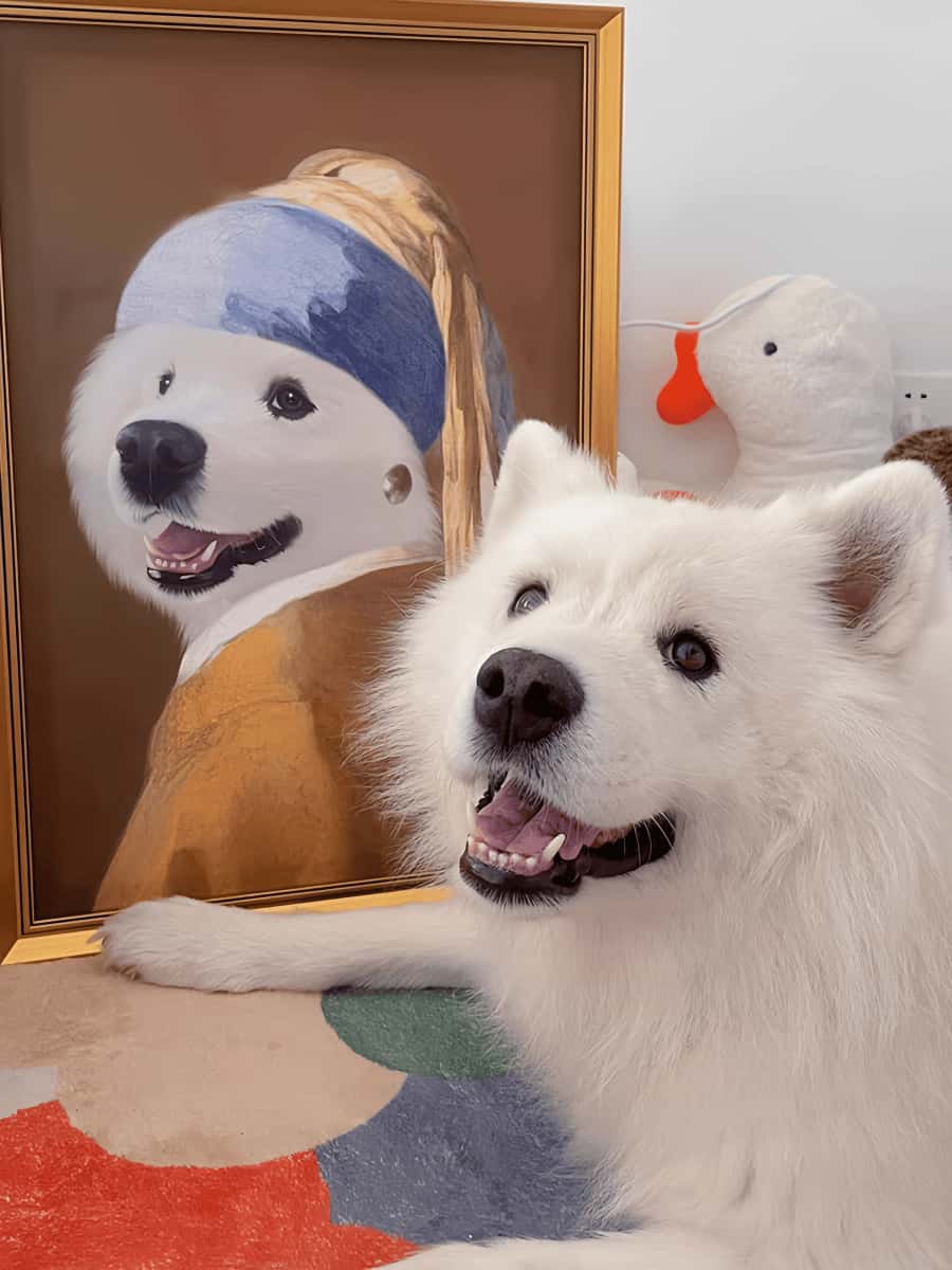 Drawear - Pets with Pearl Earrings Canvas