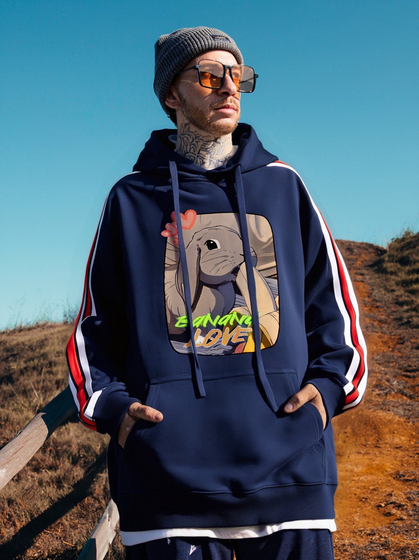 Drawear - ReDraw Design Hooded Sweatshirt Hoodie 55016 Banana Love