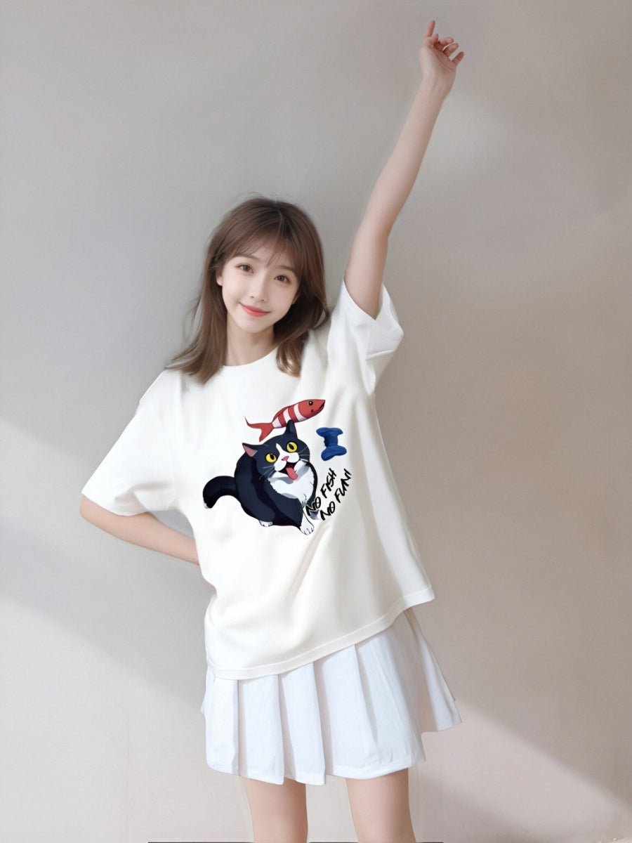Drawear - Redraw pictures to a wearable Art T-Shirt White(Cat Name: Kiki)