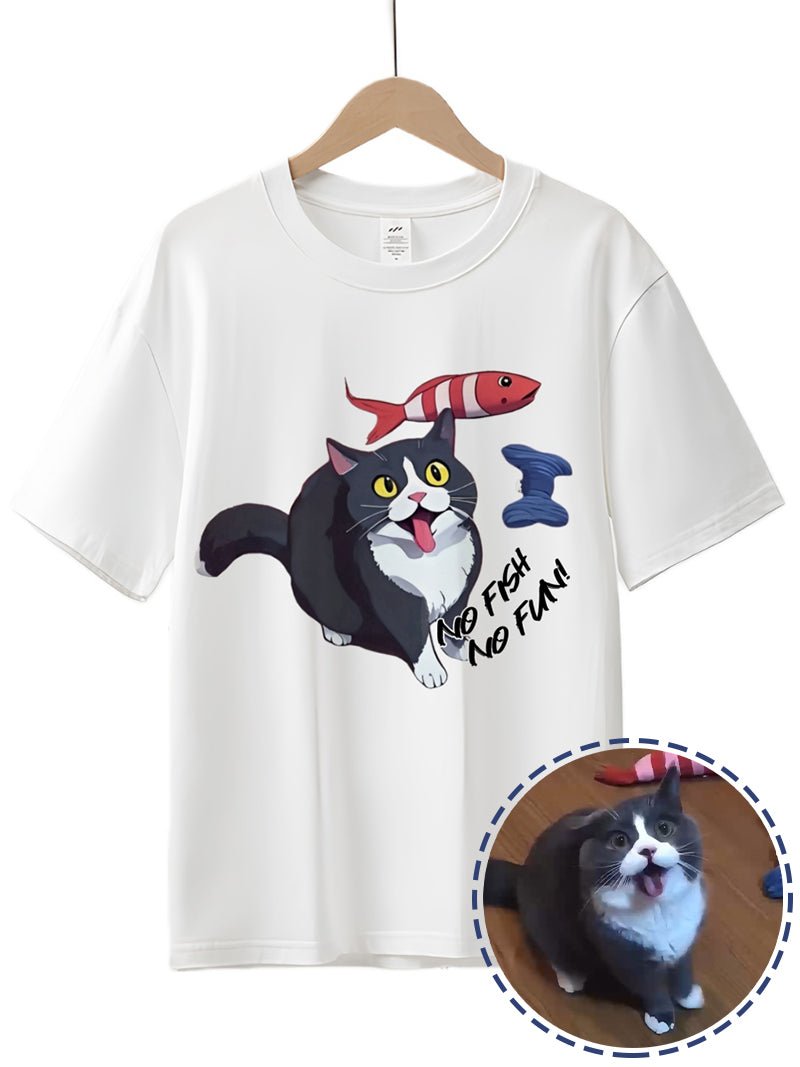 Drawear - Redraw pictures to a wearable Art T-Shirt White(Cat Name: Kiki)