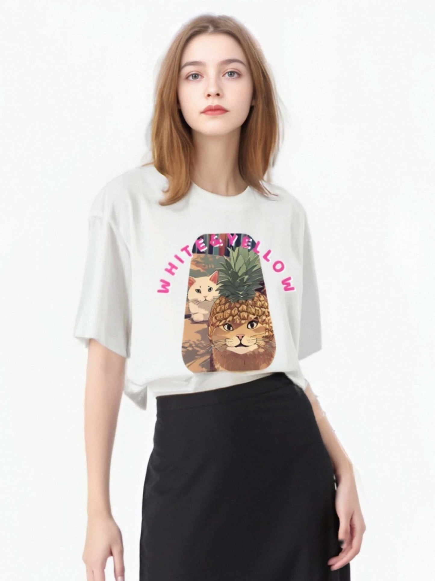 Drawear - Redraw pictures to a wearable Art T-Shirt(Cat Name: White&Yellow)