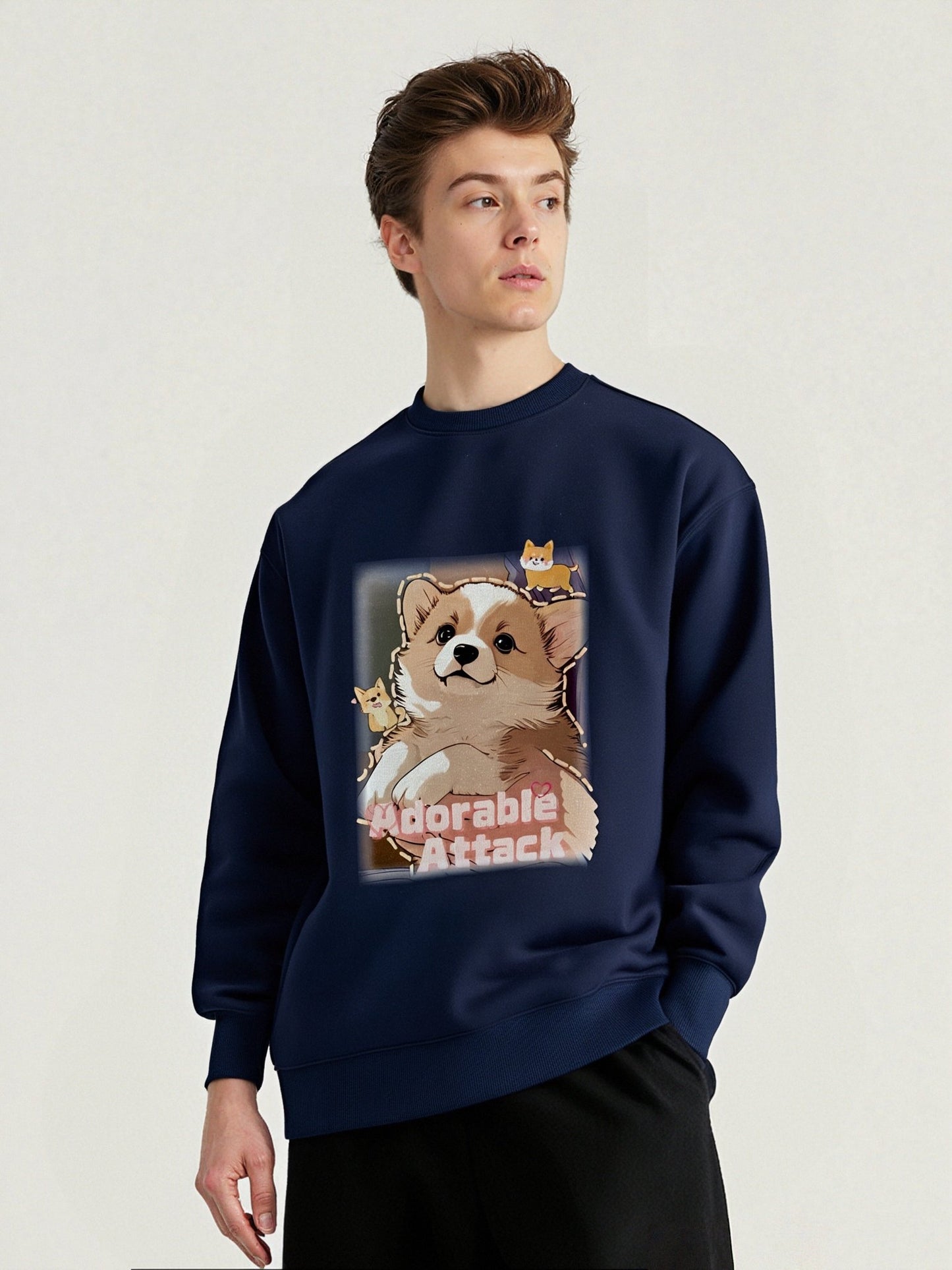 Drawear - Winter Autumn Crew Neck Sweatshirt Hoodie 55011 Adorable Attack