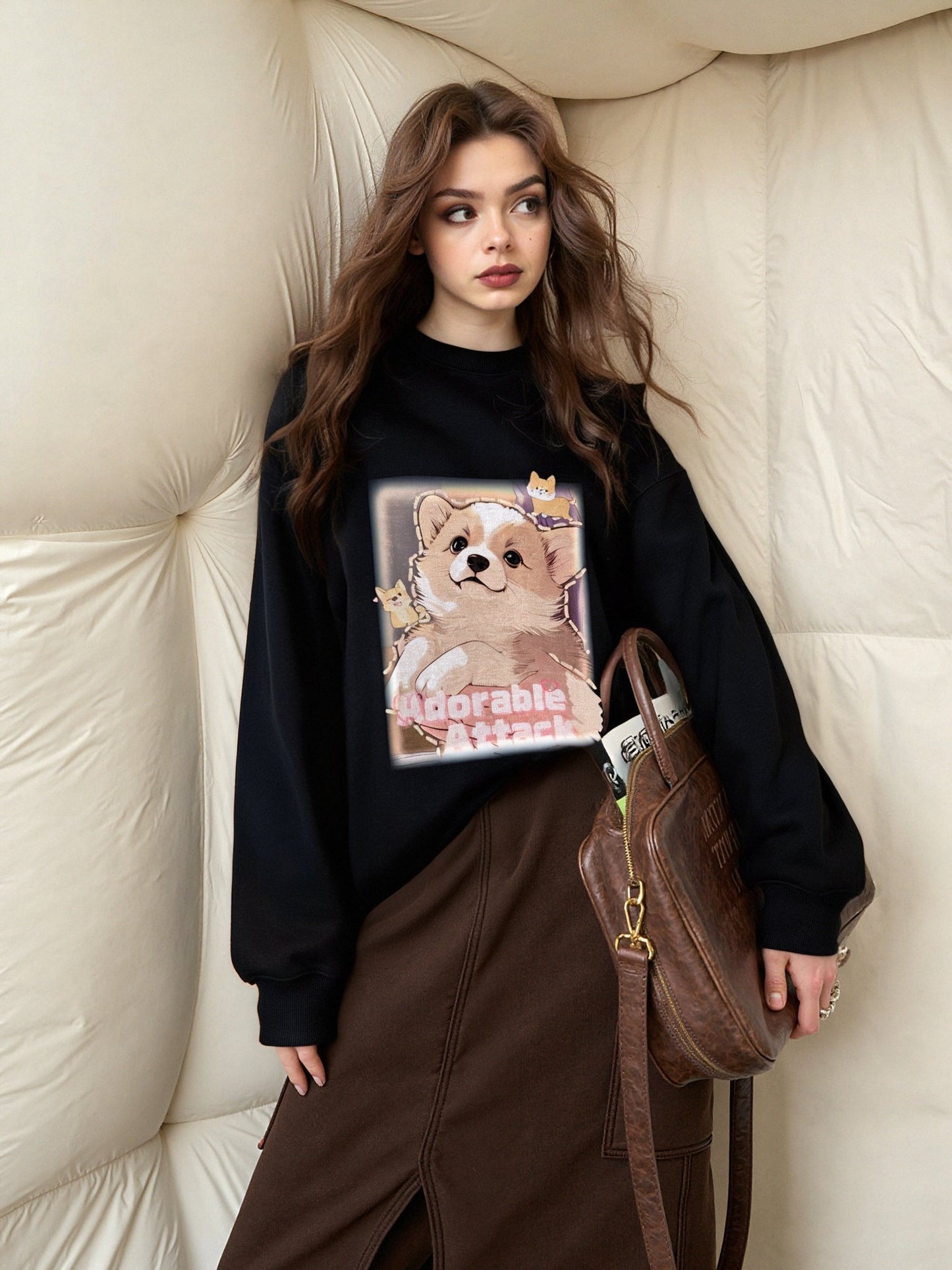 Drawear - Winter Autumn Crew Neck Sweatshirt Hoodie 55011 Adorable Attack