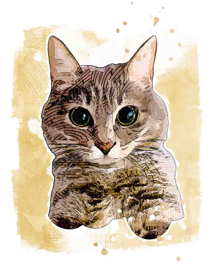 Drawear - Digital Pets - Port: Hand - Drawn Watercolor Comic Style Pet Portraits