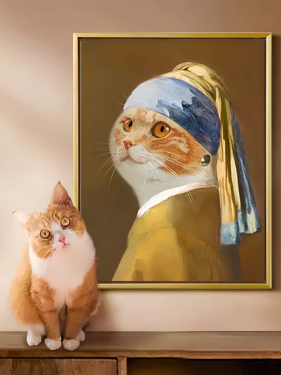 Drawear - Pets with Pearl Earrings Canvas